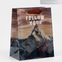 Подарочный пакет голография «Follow dreams your» 18 × 23 × 10 см Минск +375447651009