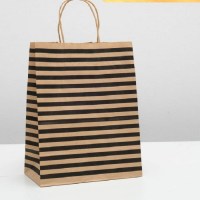 Подарочный пакет крафт «Полоски» 24 х 14 х 30 см купить Минск +375447651009
