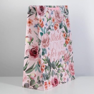 Подарочный пакет вертикальный XXL «For you» цветы 46 × 61 × 20 см фото