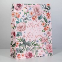 Подарочный пакет вертикальный XXL «For you» цветы 46 × 61 × 20 см купить в Минске