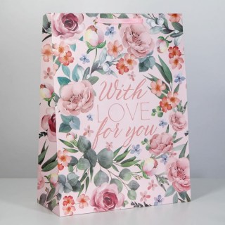 Подарочный пакет вертикальный XXL «For you» цветы 46 × 61 × 20 см купить