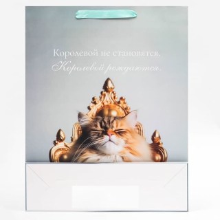 Подарочный пакет вертикальный «Королевская кошечка» 33 х 42 х 10 см фото