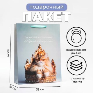 Подарочный пакет вертикальный «Королевская кошечка» 33 х 42 х 10 см купить
