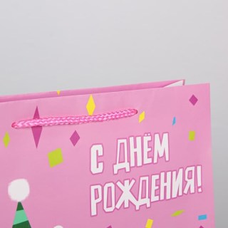 Подарочный пакет вертикальный «С днем рождения.Зебра» 28 х 38 х 9 см фото
