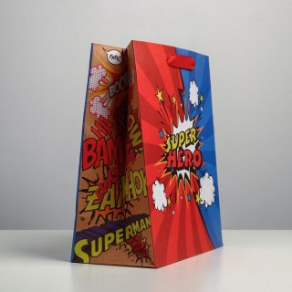 Подарочный пакет вертикальный «Super hero» 23 × 27 × 11 см фото