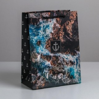 Подарочный пакет вертикальный «Якорь» 18 × 23 × 10 см купить