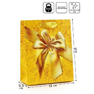 Подарочный пакет «Золотой бант» 12 × 15 × 5,5 см купить