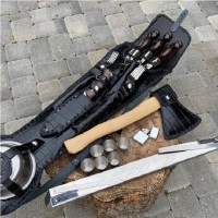 Подарочный походный набор в кожаном чехле «Black Elite» 28 предметов Минск +375447651009
