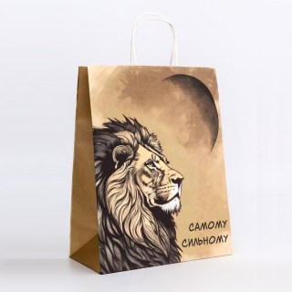 Подарочный вертикальный пакет «Lion» 32 × 12 × 25 см фото