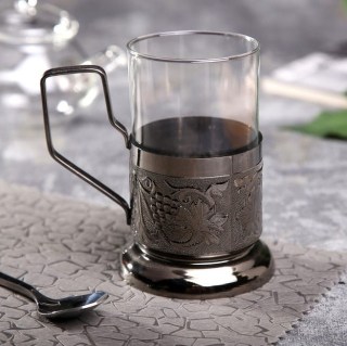 Подстаканник подарочный медный «Laconic» со стаканом купить