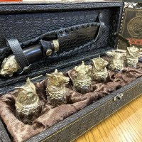 Подарочный набор рюмки перевертыши в кейсе «Звери» + нож с головой тигра Минск +375447651009