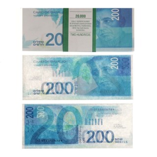Сувенирные деньги пачка купюр 200 израильских шекелей (бутафорские деньги) купить