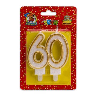 Свеча в торт «60 лет» золотая купить