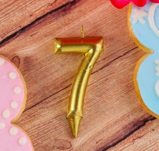 Свеча в торт «7» золото фото