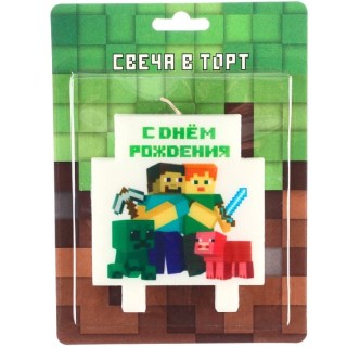 Свеча в торт «С Днем Рождения. Minecraft» купить