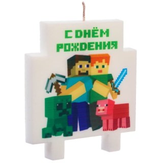 Свеча в торт «С Днем Рождения. Minecraft» фото