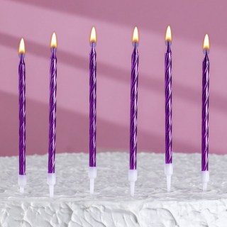 Свечи для торта витые с подставкой «Happy moments» 6 шт, цвет фиолетовый купить