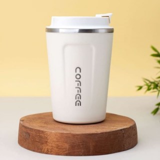 Термокружка с поильником «Coffee» белая 380 мл фото