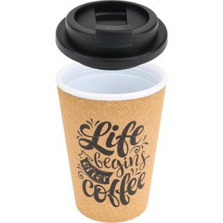 Термостакан из пробкового дерева «Life begins after coffee» 350 мл фото