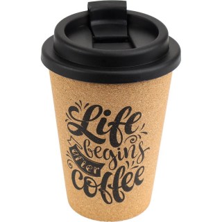 Термостакан из пробкового дерева «Life begins after coffee» 350 мл купить