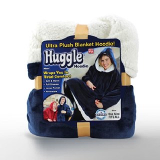 Толстовка-плед с капюшоном двухсторонняя «Huggle Hoodie» синяя фото