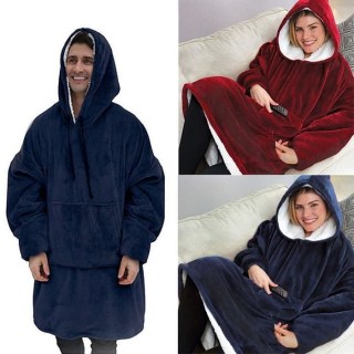 Толстовка-плед с капюшоном двухсторонняя «Huggle Hoodie» синяя купить
