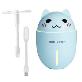 Увлажнитель воздуха USB «Котэ» с фонариком и вентилятором бирюзовый купить