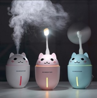 Увлажнитель воздуха USB «Котэ» с led фонариком и вентилятором розовый купить