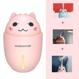Увлажнитель воздуха USB «Котэ» с led фонариком и вентилятором розовый фото