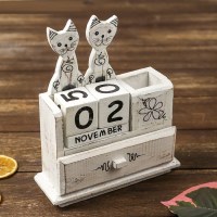Вечный календарь-органайзер «Пара котиков» дерево Минск +375447651009