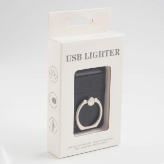 Зажигалка электронная USB «Black» с кольцом держателем фото